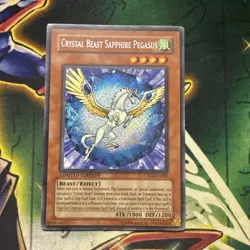Yugioh! Crystal Beast Sapphire Pegasus CT04-EN002 Secret Rare Limited Edition LP - Image 1