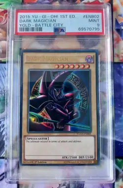 PSA 9 Yugioh Dark Magician YGLD-ENB02 1st Edition 2015 Mint Card Battle City - Image 1