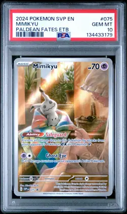 2024 Pokemon Svp En-Sv Black Star Promo #075 Mimikyu Paldean Fates Etb PSA 10 - Image 1