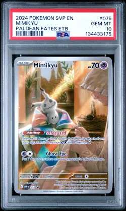 2024 Pokemon Svp En-Sv Black Star Promo #075 Mimikyu Paldean Fates Etb PSA 10 - Image 2