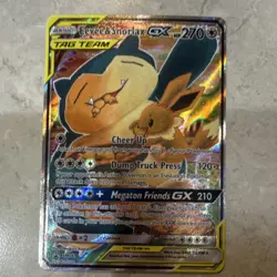 Pokemon Eevee & Snorlax GX TAG TEAM Full Art Promo Holo SM169 SM 270 HP - Image 1