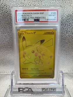 2021 POKEMON SWSH BLACK STAR PROMO #145 FULL ART/PIKACHU V PSA 8 - Image 3