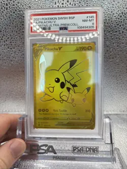 2021 POKEMON SWSH BLACK STAR PROMO #145 FULL ART/PIKACHU V PSA 8 - Image 4