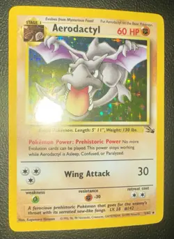 1999 Pokemon Fossil Set Aerodactyl Holo Rare 1/62 Unlimited WOTC NM/EX - Image 3