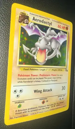 1999 Pokemon Fossil Set Aerodactyl Holo Rare 1/62 Unlimited WOTC NM/EX - Image 4