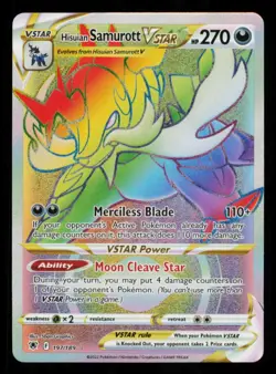 Pokemon Card Hisuian Samurott VSTAR 197/189 Rainbow Rare Astral Radiance NM 2022 - Image 1