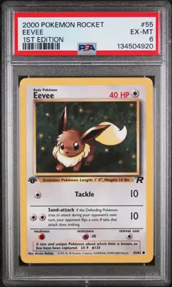 2000 POKEMON ROCKET 1ST EDITION #55 EEVEE PSA 6 - Image 1
