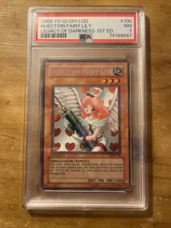 Yu-Gi-Oh! TCG Injection Fairy Lily Legacy of Darkness LOD-100 1st Edition PSA 7 - Image 1