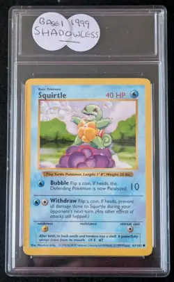 Pokemon TCG Squirtle Card Shadowless Base Set 63/102 WOTC Vintage Pokemon - Image 1