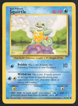 Pokemon TCG | Squirtle 63/102 | Common | Base Set | Moderately Played - Image 2
