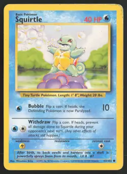 Pokemon TCG | Squirtle 63/102 | Common | Base Set | Moderately Played - Image 2