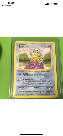 Pokemon TCG Base Set (Shadowless) 1st Edition Squirtle 63/102 Regular English - Image 1