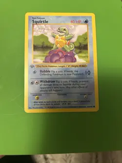 Pokemon TCG Base Set (Shadowless) 1st Edition Squirtle 63/102 Regular English - Image 3