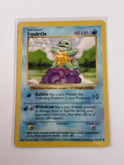Squirtle SHADOWLESS 63/102 Base Set 1999 Regular Pokemon 40HP TCG - Image 1