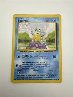 Pokemon TCG Base Set Squirtle Card 63/102 Good Condition - Image 1