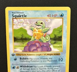 Pokemon TCG Squirtle Card 63/102 Base Set 1st Edition Shadowless 1999 - Image 3