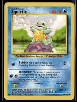 Pokemon TCG | Base Set | Squirtle | 63/102 | NM #2 - Image 1