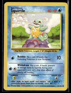 Pokemon TCG | Base Set | Squirtle | 63/102 | NM - Image 1