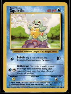 Pokemon TCG | Base Set | Squirtle | 63/102 | LP - Image 1