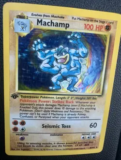 1999 Pokemon Base Set Machamp 1st Edition Holo Rare 8/102 100HP WOTC TCG Card - Image 2