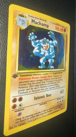 1999 Pokemon Base Set Machamp 1st Edition Holo Rare 8/102 100HP WOTC TCG Card - Image 3
