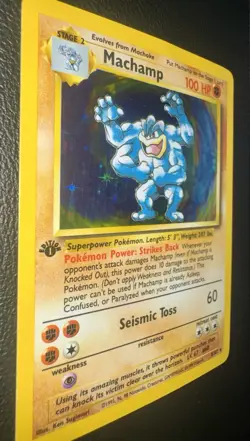 1999 Pokemon Base Set Machamp 1st Edition Holo Rare 8/102 100HP WOTC TCG Card - Image 5