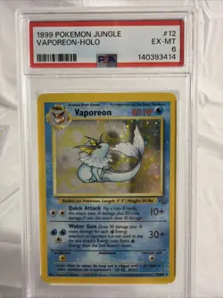 1999 Pokemon Jungle Vaporeon Holo #12 PSA 6 EX-MT Graded Card - Image 1