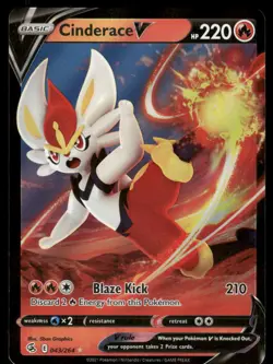 Pokemon Cards Cinderace V 043/264 Fusion Strike Holo Rare V NM - Image 1