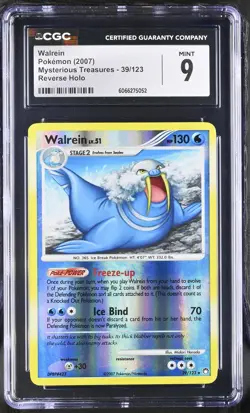 CGC 9 MINT Walrein 2007 Mysterious Treasures 39/123 Reverse Holo Pokemon Card - Image 1
