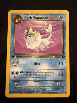 Pokemon TCG Dark Vaporeon 1st Edition Uncommon Card 45/82 - Image 1