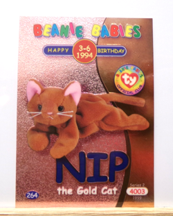 TY Beanie Babies BBOC Card - Series 2 Birthday (Blue) Nip the Gold Cat - Image 1