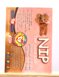 TY Beanie Babies BBOC Card - Series 2 Birthday (Blue) Nip the Gold Cat - Image 2