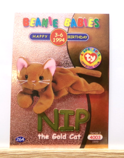 TY Beanie Babies BBOC Card - Series 2 Birthday (Green) Nip the Gold Cat - Image 1