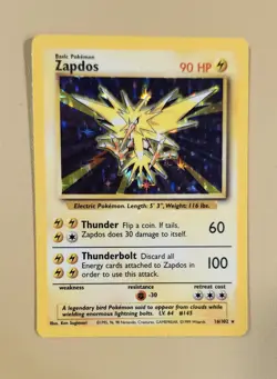 1999 Pokemon Base Set Zapdos Holo - see video of Holo & Card - Image 1