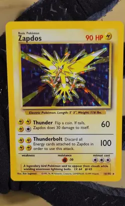 1999 Pokemon Base Set Zapdos Holo - see video of Holo & Card - Image 2