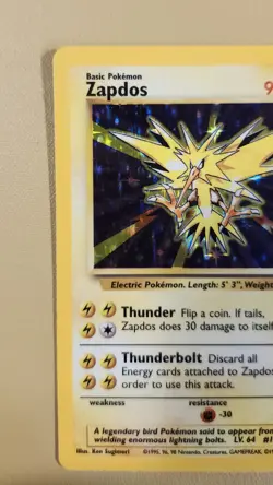 1999 Pokemon Base Set Zapdos Holo - see video of Holo & Card - Image 3