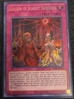 Yugioh Eldlixir of Scarlet Sanguine SESL-EN031 Secret Rare 1st Edition VLP - Image 1