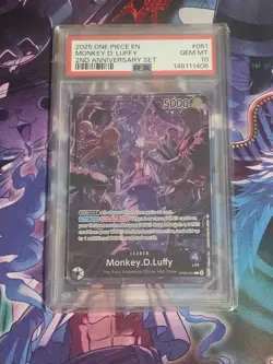 Monkey D Luffy (One Piece 2nd Anniversary Set) English Leader Promo PSA 10 - Image 1