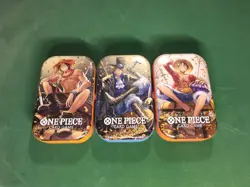 One Piece Tin Pack Art Set Vol 2 Set of 3 FACTORY SEALED X3 TS-02 OP-13 Bandai - Image 1