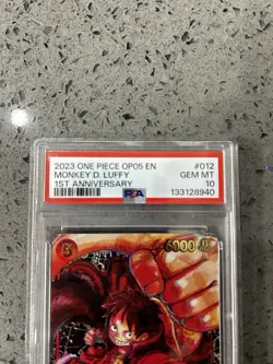 One Piece Monkey D. Luffy ST01-012 Super Rare 1st Anniversary Alt Art PSA 10 - Image 3