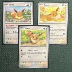 Eevee 3 Card Lot TWM PRE MEW Pokemon TCG - Image 1