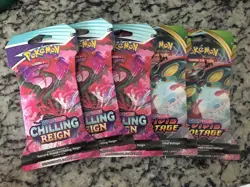 ⭐⭐⭐ Pokemon TCG: Sword & Shield - Chilling Reign Game Card Booster ( 5 Pack ) - Image 1