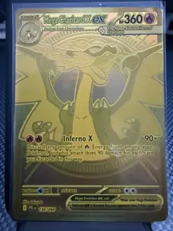 Mega Charizard X EX Gold Foil Ultra Rare Full Art Pokemon Card 360 HP - Image 1