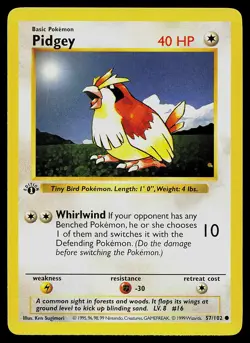 Pokemon Card - Pidgey 1st Edition Base Set Shadowless 57/102 - Image 1