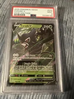 2020 Pokemon Sword & Shield Zarude V Vivid Voltage Card #022 PSA 9 MINT - Image 1