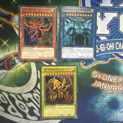 Yugioh! Slifer, Obelisk, & Winged Dragon of Ra God Card Set Limited Edition NM - Image 1