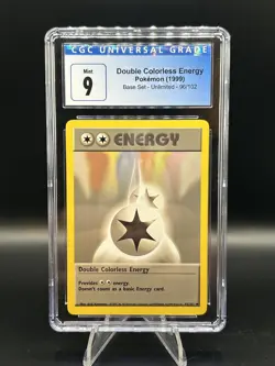 CGC 9 MINT Double Colorless Energy 96/102 Base Set Pokemon Card - Image 1