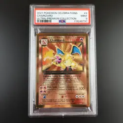PSA 9 Charizard 4/102 Pokemon Gold Metal Celebrations Ultra Premium Graded Card - Image 1