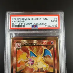 PSA 9 Charizard 4/102 Pokemon Gold Metal Celebrations Ultra Premium Graded Card - Image 2