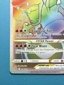 Pokemon Charizard VSTAR Rainbow Secret Rare Card Brilliant Stars 174/172 NM WOW! - Image 5